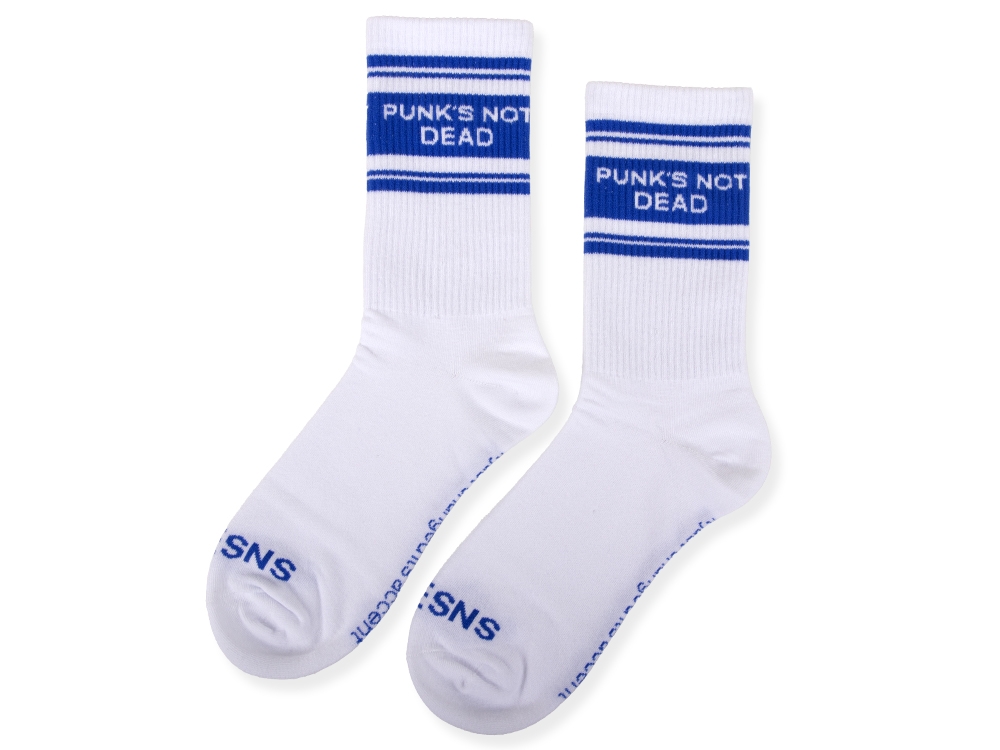 Punk's Not Dead Crewsocks White/Blue